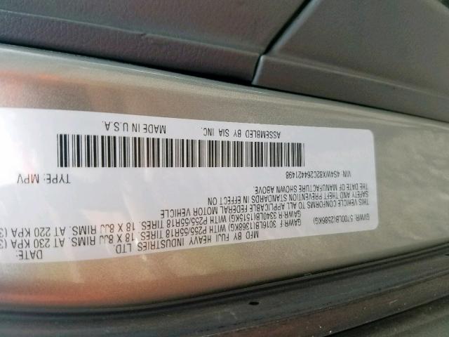 4S4WX82C264421498 - 2006 SUBARU B9 TRIBECA GRAY photo 10