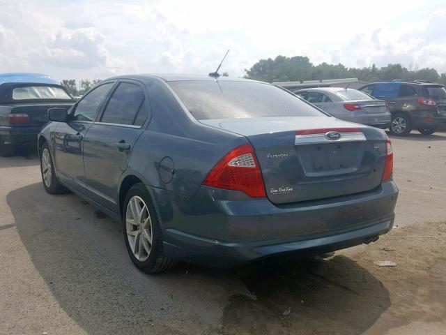 3FAHP0JA1CR222336 - 2012 FORD FUSION SEL BLUE photo 3