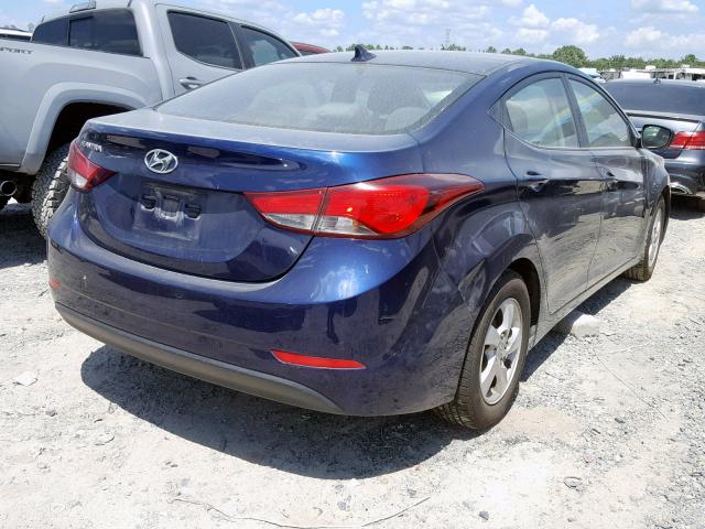 5NPDH4AE4EH475706 - 2014 HYUNDAI ELANTRA SE BLUE photo 4