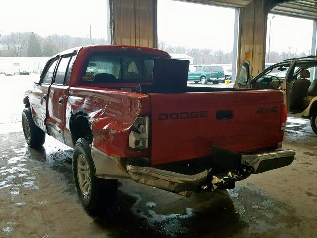 1B7HG2AN61S246318 - 2001 DODGE DAKOTA QUA RED photo 3