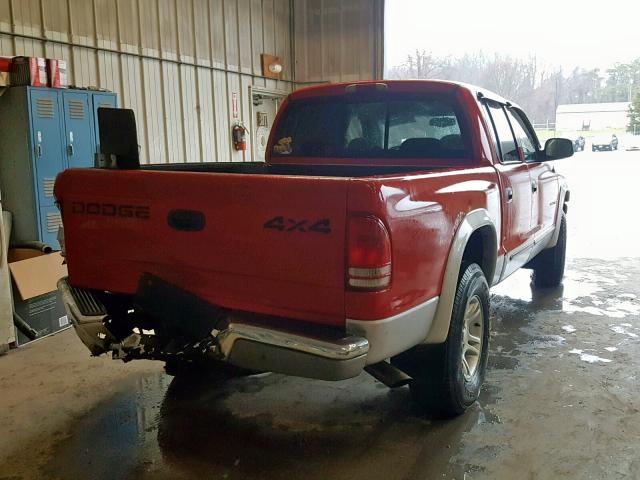 1B7HG2AN61S246318 - 2001 DODGE DAKOTA QUA RED photo 4