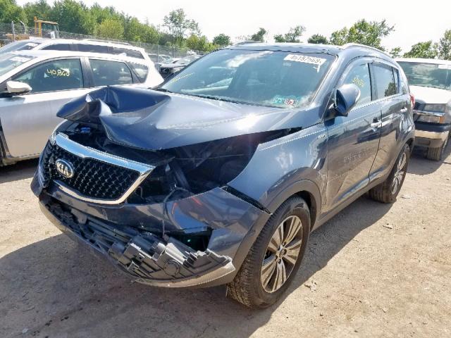 KNDPCCAC1F7766268 - 2015 KIA SPORTAGE E BLUE photo 2