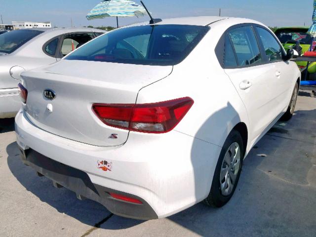 3KPA24AB6KE213843 - 2019 KIA RIO S WHITE photo 4