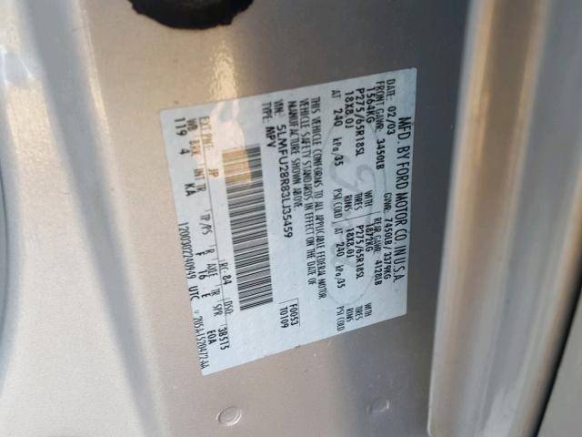 5LMFU28R83LJ35459 - 2003 LINCOLN NAVIGATOR SILVER photo 10