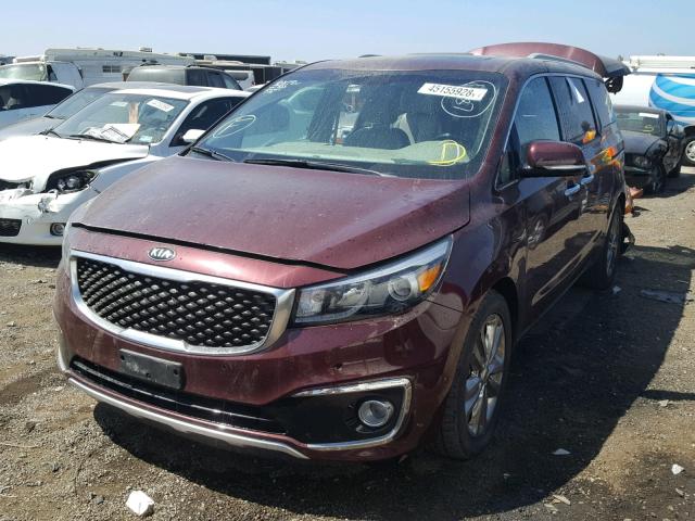 KNDME5C10G6145616 - 2016 KIA SEDONA SXL BURGUNDY photo 2