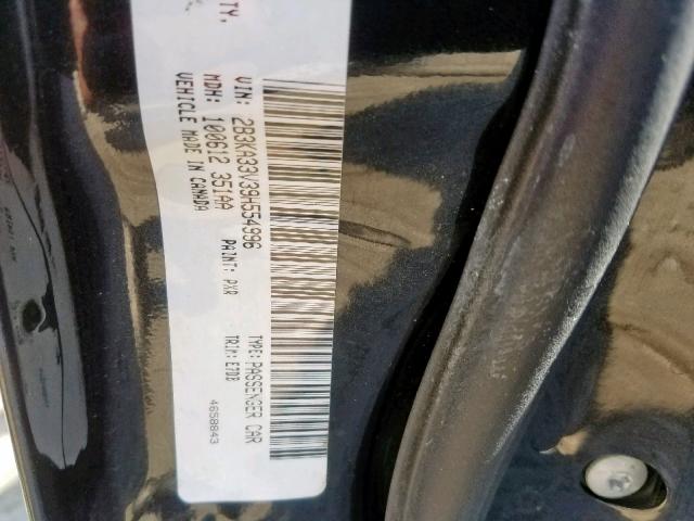 2B3KA33V39H554996 - 2009 DODGE CHARGER SX BLACK photo 10