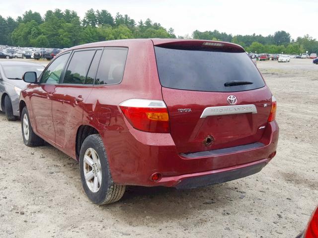 JTEES41A982037400 - 2008 TOYOTA HIGHLANDER RED photo 3