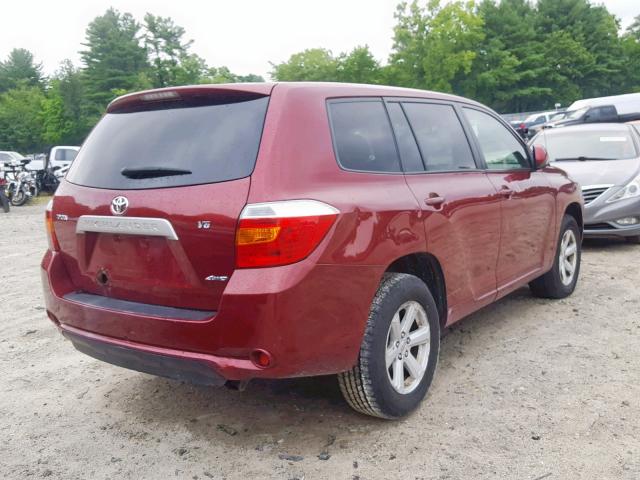 JTEES41A982037400 - 2008 TOYOTA HIGHLANDER RED photo 4