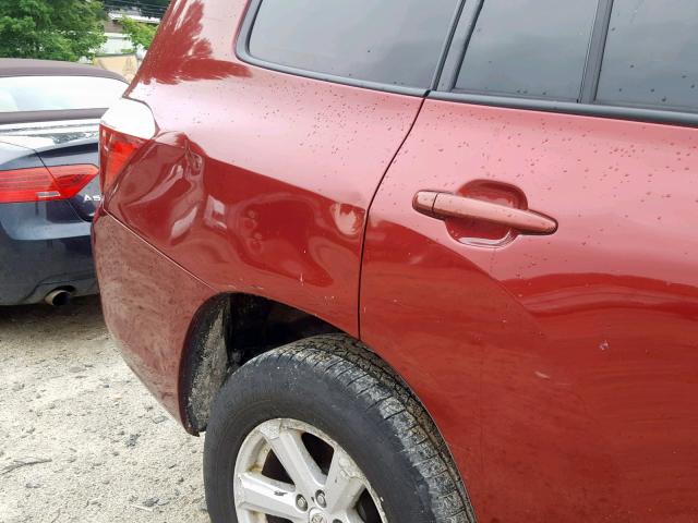 JTEES41A982037400 - 2008 TOYOTA HIGHLANDER RED photo 9