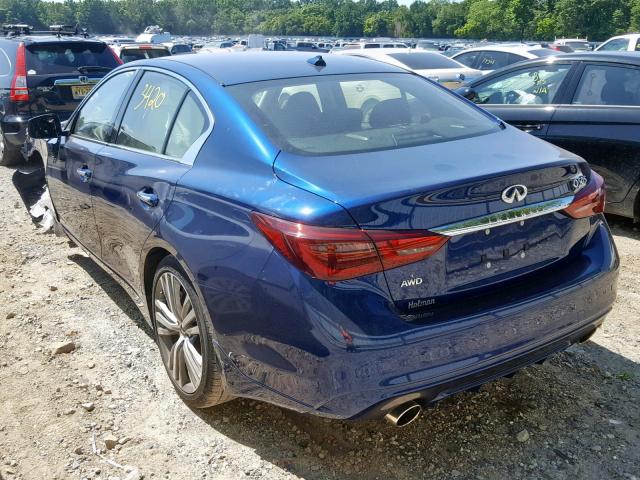 JN1EV7AR0KM552786 - 2019 INFINITI Q50 LUXE BLUE photo 3