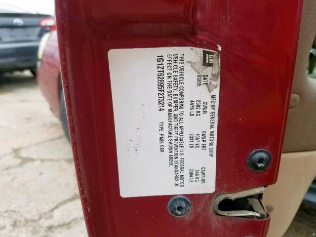 1G1ZT62895F273214 - 2005 CHEVROLET MALIBU MAX 栗色 照片 10