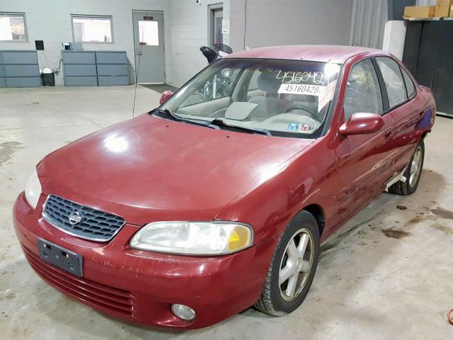 3N1BB51D6YL102843 - 2000 NISSAN SENTRA SE BURGUNDY photo 2