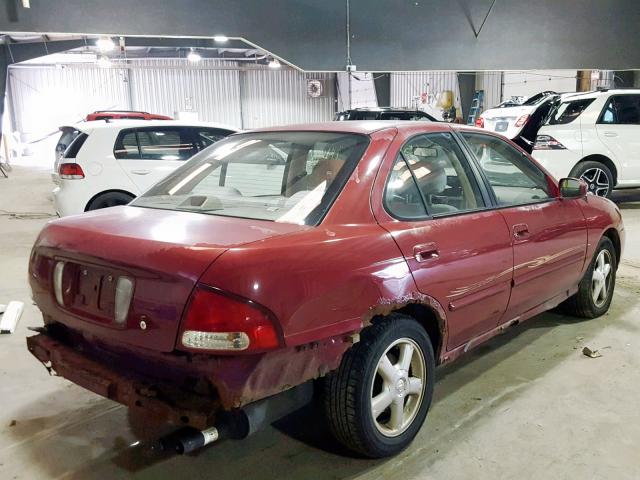 3N1BB51D6YL102843 - 2000 NISSAN SENTRA SE BURGUNDY photo 4