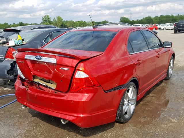 3FAHP0KC1AR273560 - 2010 FORD FUSION SPO RED photo 4