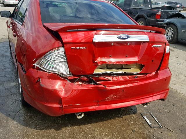 3FAHP0KC1AR273560 - 2010 FORD FUSION SPO RED photo 9