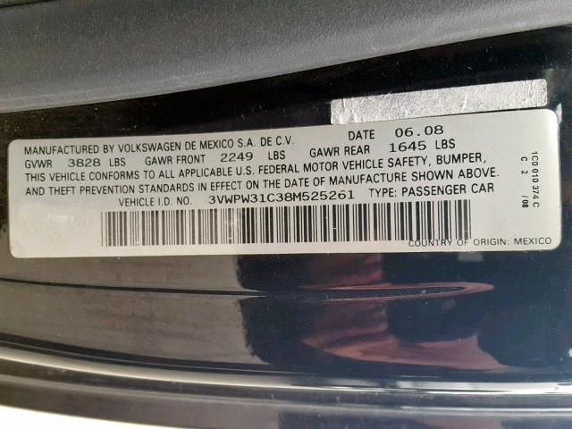 3VWPW31C38M525261 - 2008 VOLKSWAGEN NEW BEETLE Schwarz Foto 10