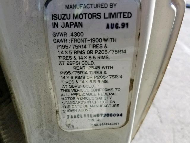 JAACL11LXN7206094 - 1992 ISUZU CONVENTION WHITE photo 10