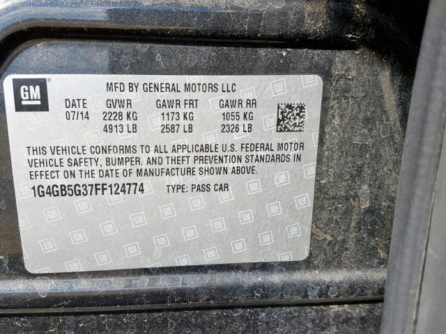 1G4GB5G37FF124774 - 2015 BUICK LACROSSE BLACK photo 10