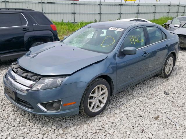 3FAHP0JGXCR357707 - 2012 FORD FUSION SEL BLUE photo 2