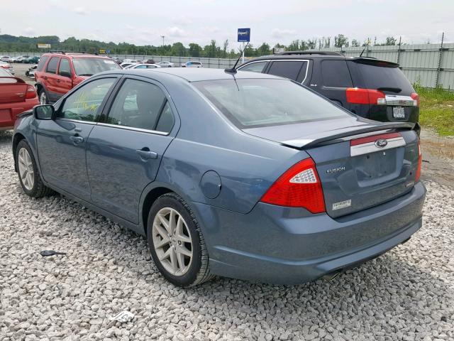 3FAHP0JGXCR357707 - 2012 FORD FUSION SEL BLUE photo 3