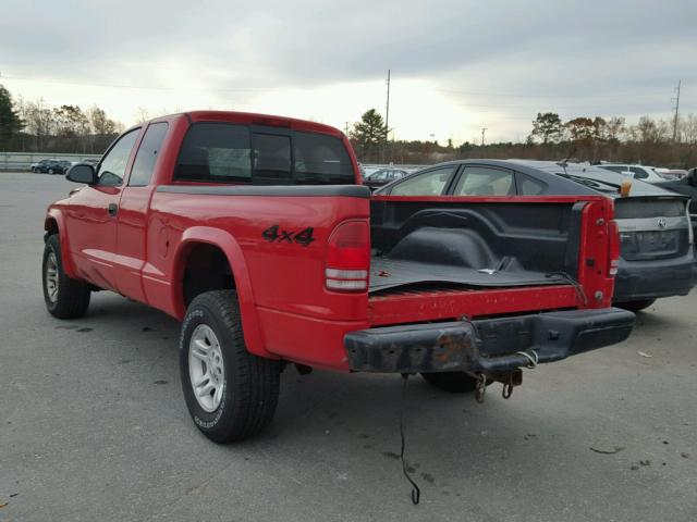 1D7HG12K04S709403 - 2004 DODGE DAKOTA SXT RED photo 3