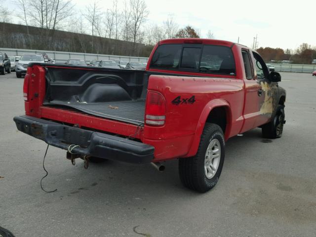 1D7HG12K04S709403 - 2004 DODGE DAKOTA SXT RED photo 4