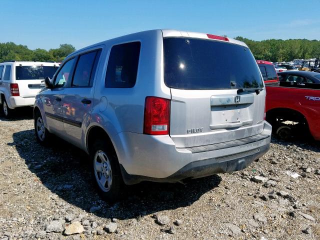 5FNYF4H24EB019514 - 2014 HONDA PILOT LX SILVER photo 3