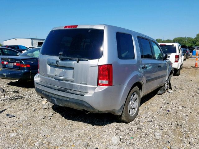 5FNYF4H24EB019514 - 2014 HONDA PILOT LX SILVER photo 4