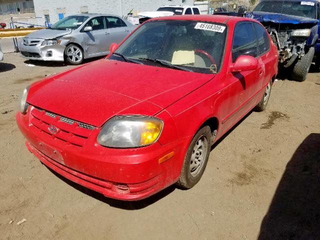 KMHCG35CX3U256460 - 2003 HYUNDAI ACCENT GL RED photo 2