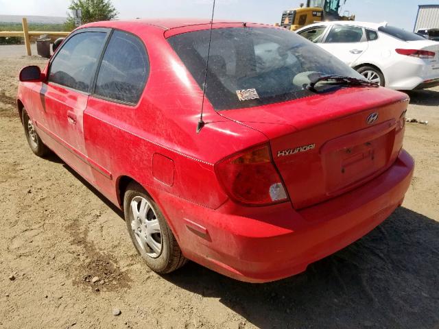 KMHCG35CX3U256460 - 2003 HYUNDAI ACCENT GL RED photo 3