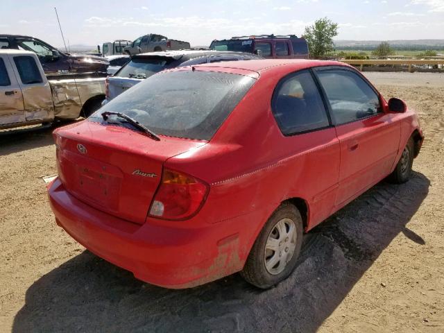 KMHCG35CX3U256460 - 2003 HYUNDAI ACCENT GL RED photo 4