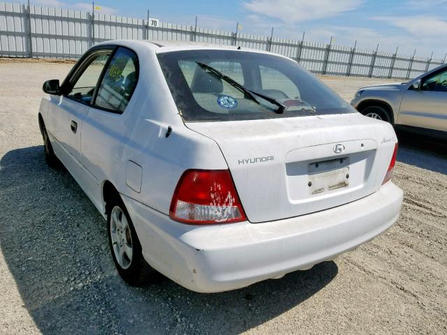 KMHCG35C92U173374 - 2002 HYUNDAI ACCENT GS WHITE photo 3