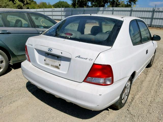 KMHCG35C92U173374 - 2002 HYUNDAI ACCENT GS WHITE photo 4