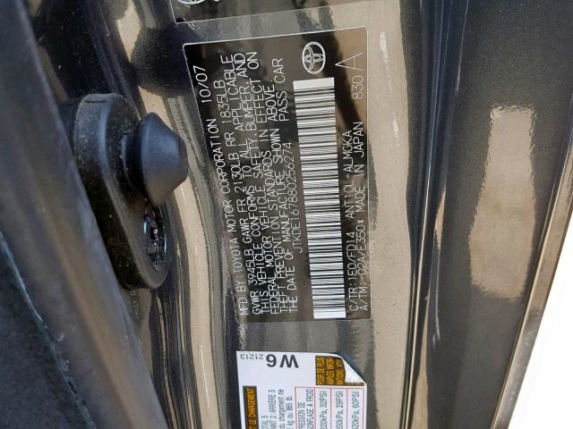 JTKDE167880256274 - 2008 TOYOTA SCION TC ნაცრისფერი ფოტო 10