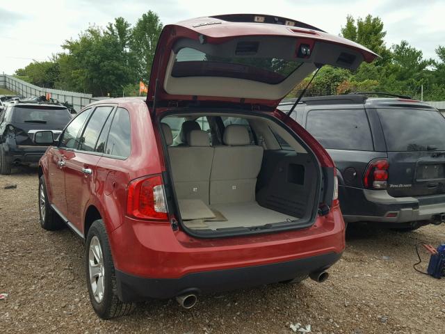 2FMDK3JC6BBA84327 - 2011 FORD EDGE SEL RED photo 3