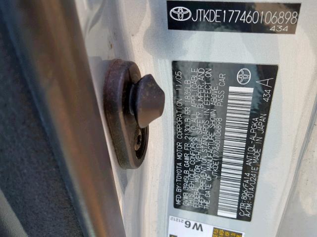 JTKDE177460106898 - 2006 TOYOTA SCION TC ლურჯი ფოტო 10