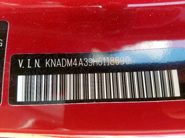 KNADM4A39H6118690 - 2017 KIA RIO LX RED photo 10