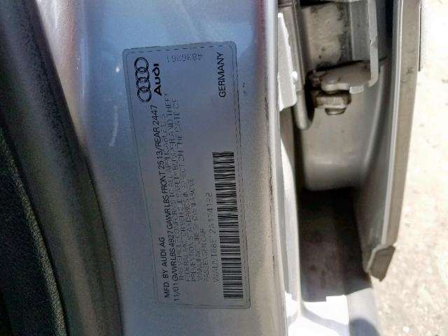 WAUVT68E12A174198 - 2002 AUDI A4 3.0 AVA SILVER photo 10