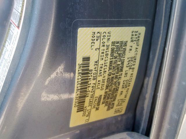 3N1BC11E18L432310 - 2008 NISSAN VERSA S CHARCOAL photo 10