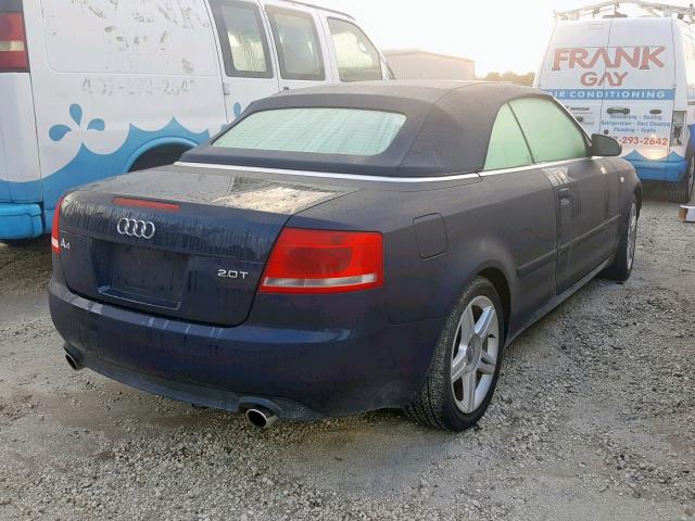 WAUAF48H77K030080 - 2007 AUDI A4 2.0T CA BLUE photo 4