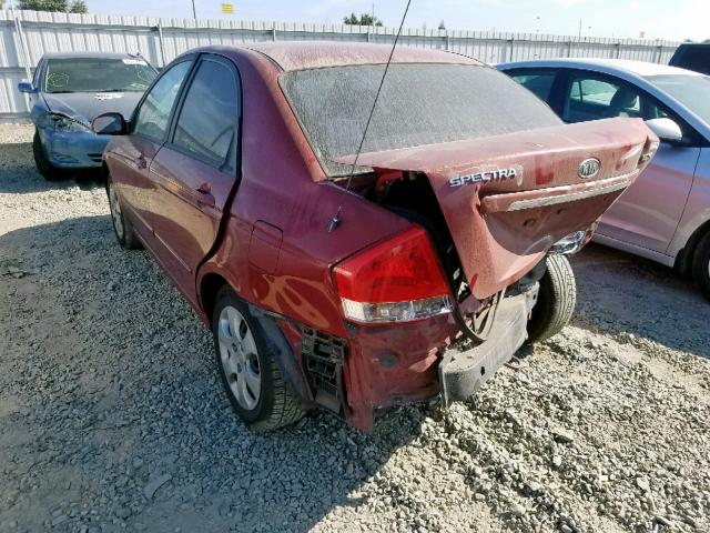 KNAFE222695612660 - 2009 KIA SPECTRA EX RED photo 3