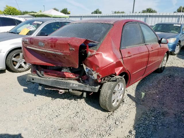 KNAFE222695612660 - 2009 KIA SPECTRA EX RED photo 4