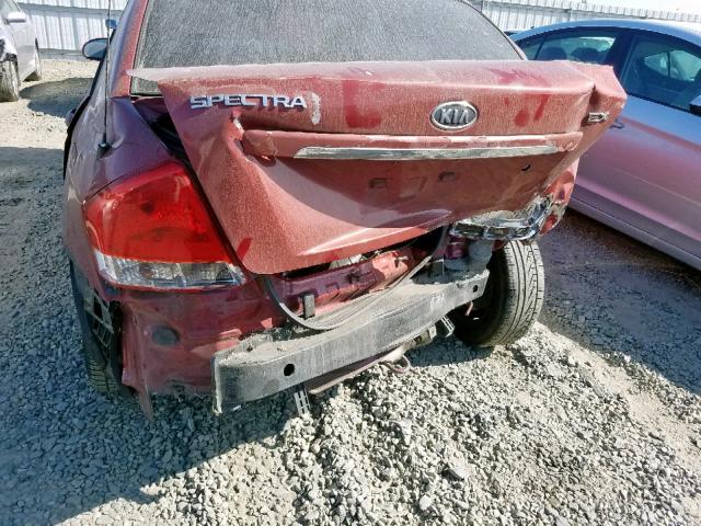 KNAFE222695612660 - 2009 KIA SPECTRA EX RED photo 9