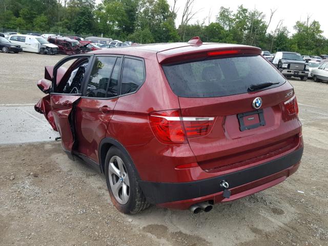 5UXWX5C51CL728826 - 2012 BMW X3 XDRIVE2 MAROON photo 3