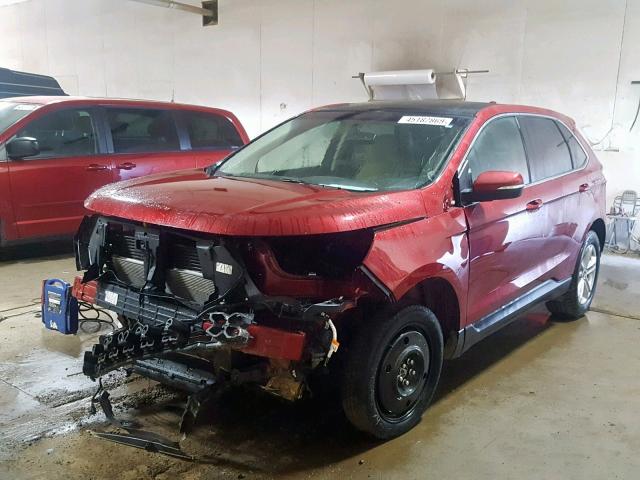 2FMPK4J84JBC39972 - 2018 FORD EDGE SEL RED photo 2