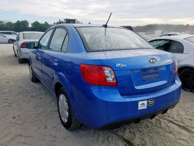 KNADH4A36A6644561 - 2010 KIA RIO LX BLUE photo 3