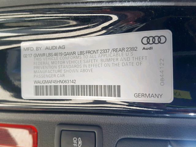 WAUGMAF45HN063142 - 2017 AUDI A4 ULTRA P BLACK photo 10