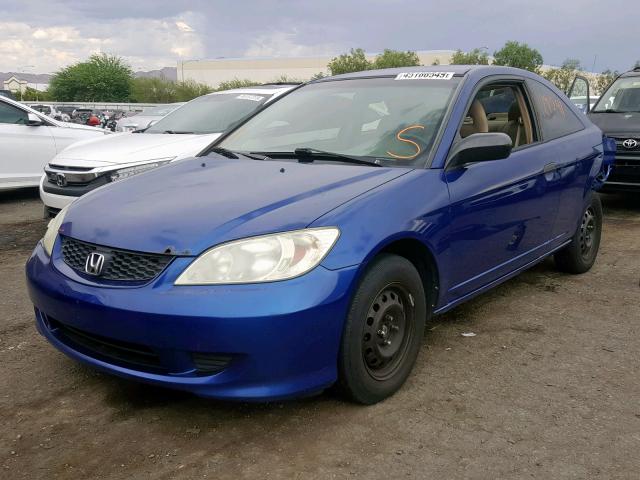 1HGEM21164L005285 - 2004 HONDA CIVIC DX V BLUE photo 2