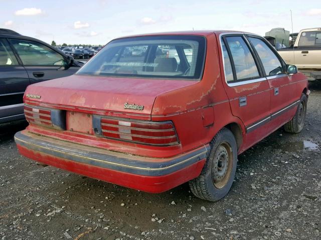 1P3XP48K9LN164376 - 1990 PLYMOUTH SUNDANCE RED photo 4