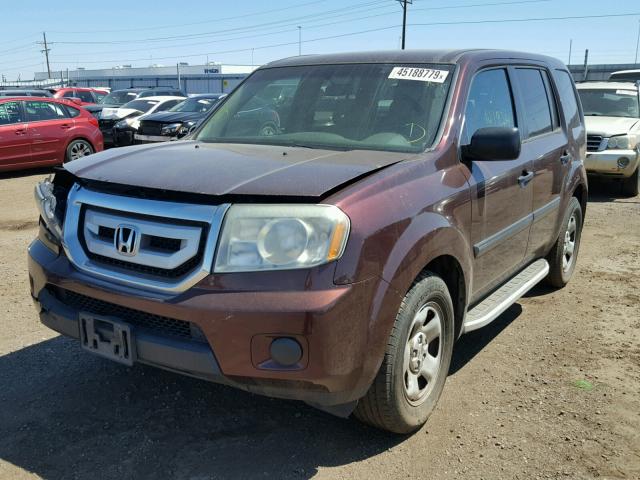 5FNYF4H2XAB010164 - 2010 HONDA PILOT LX BURGUNDY photo 2